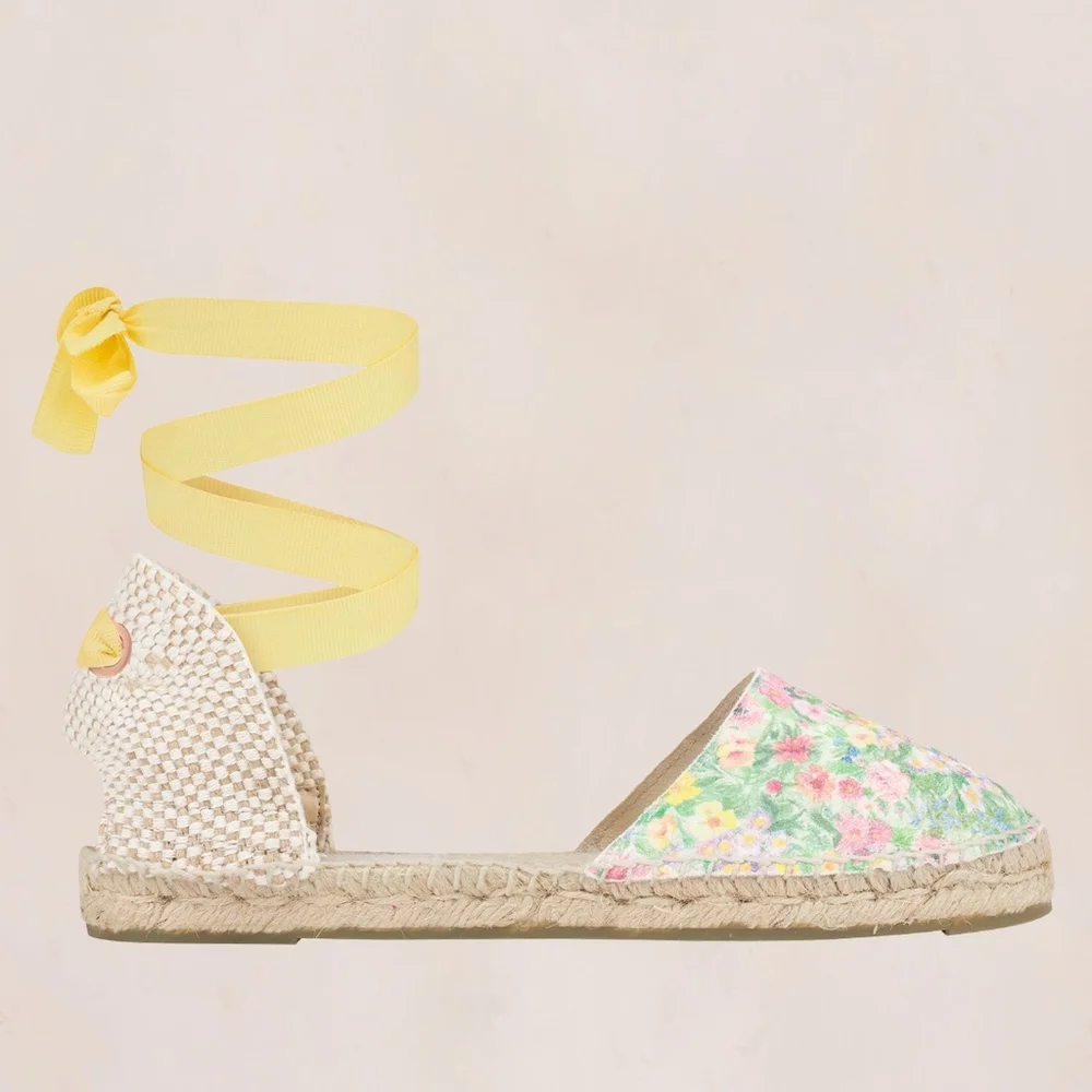 NWT LoveShackFancy Manebi Espadrilles Wrap Sandal Rainbow Skies